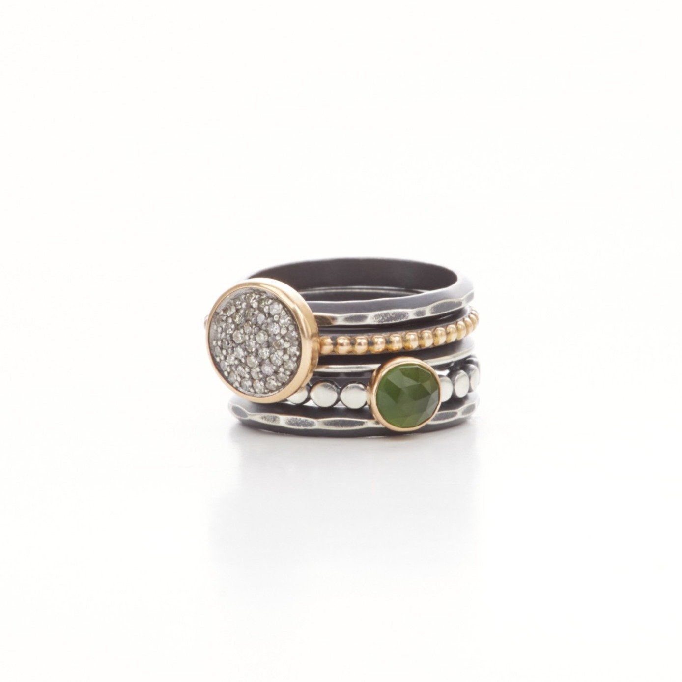 Stacking Ring Set with green serpentine