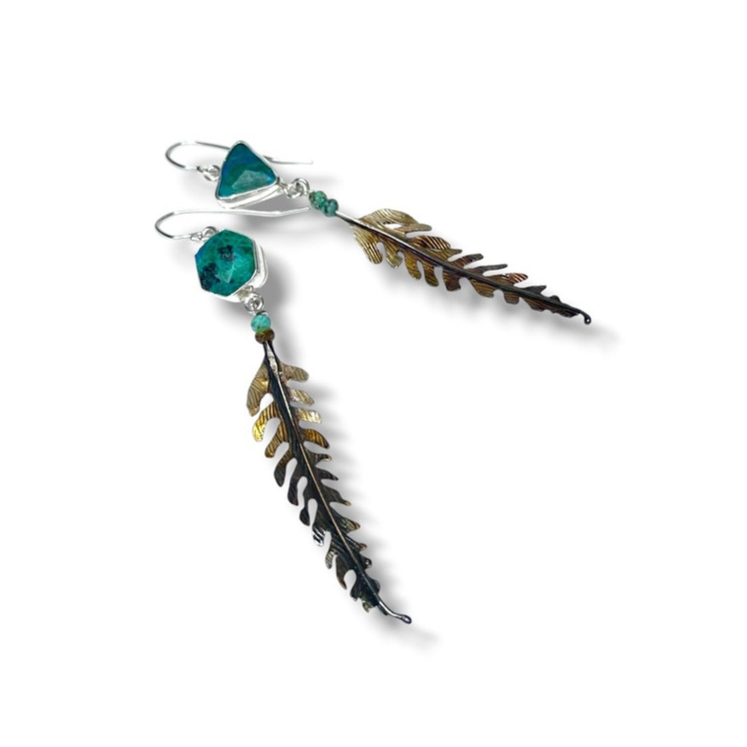Chrysoprase & Fern Dangle Earrings