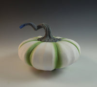 Matte White and Green Ceramic Pumpkin
