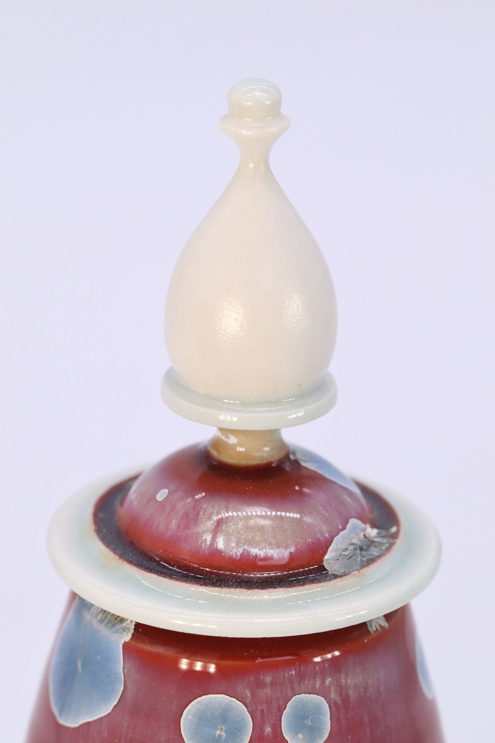 Miniature Crystalline Red and Blue Jar
