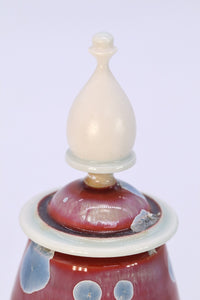 Miniature Crystalline Red and Blue Jar