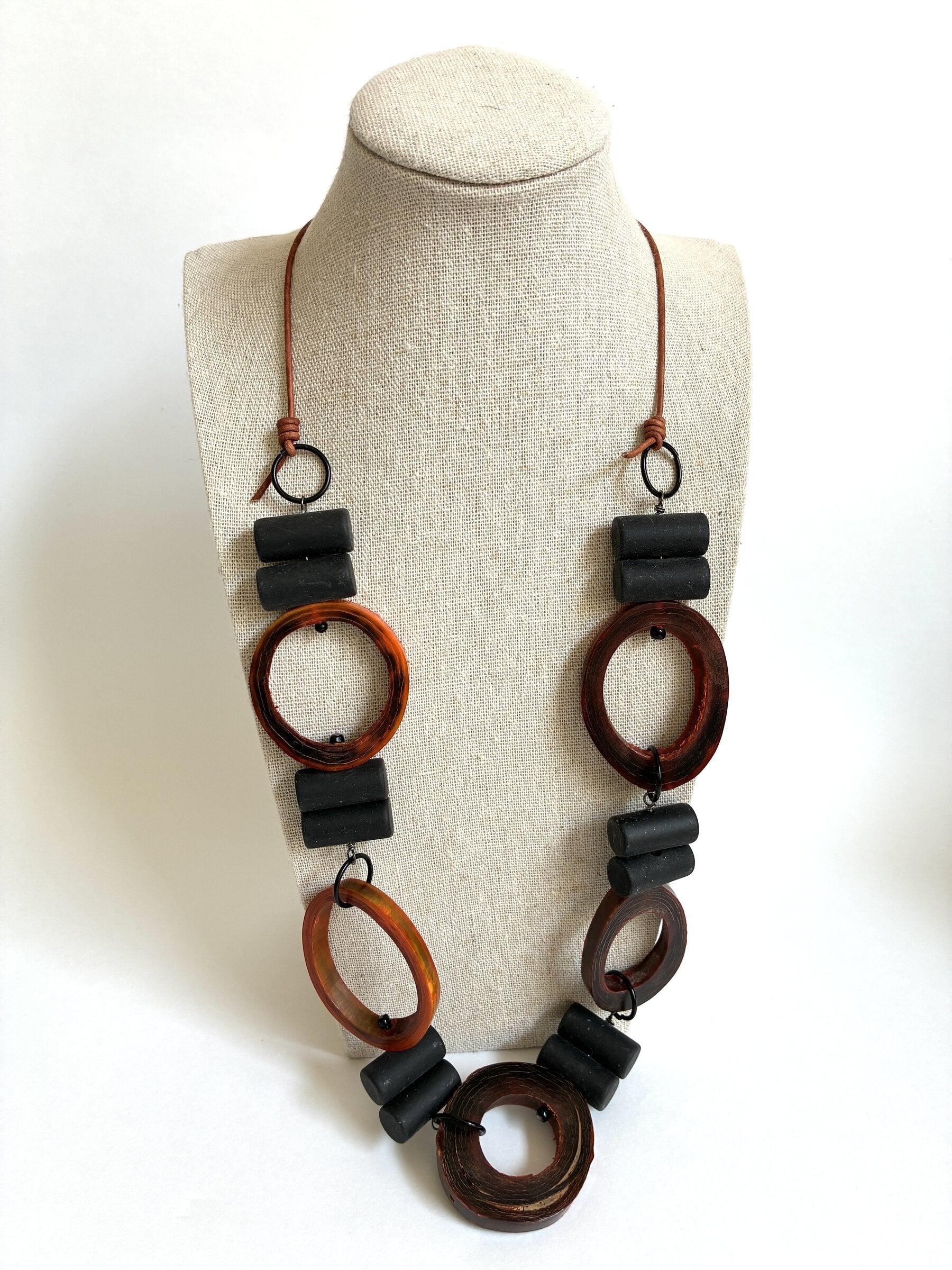 Horn Hoops & Leather Necklace