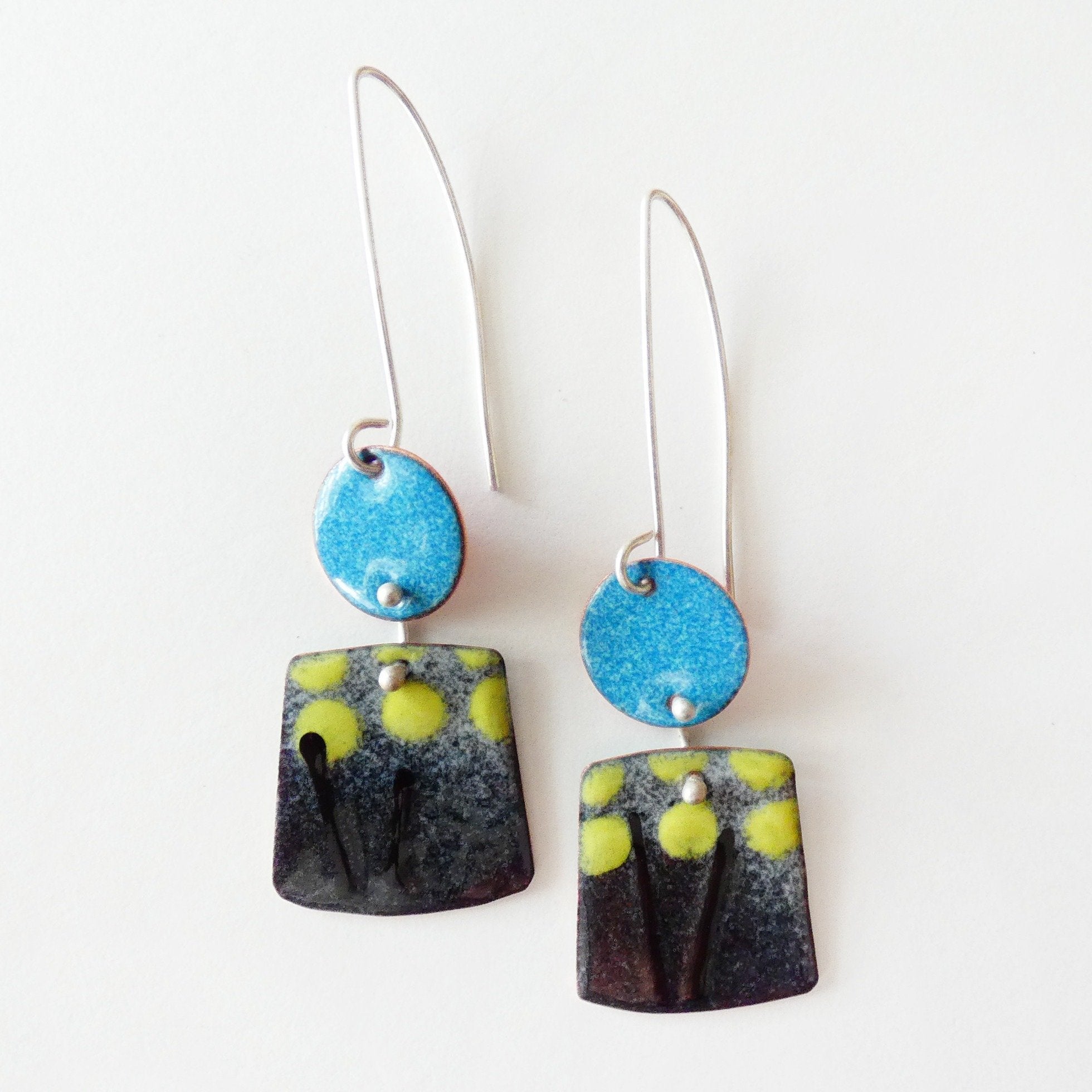 Blue Dot Brush Earrings