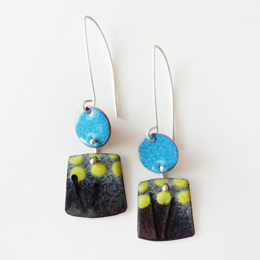 Blue Dot Brush Earrings