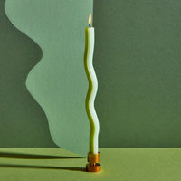 Wiggle Green Tapers with Brass Holder
