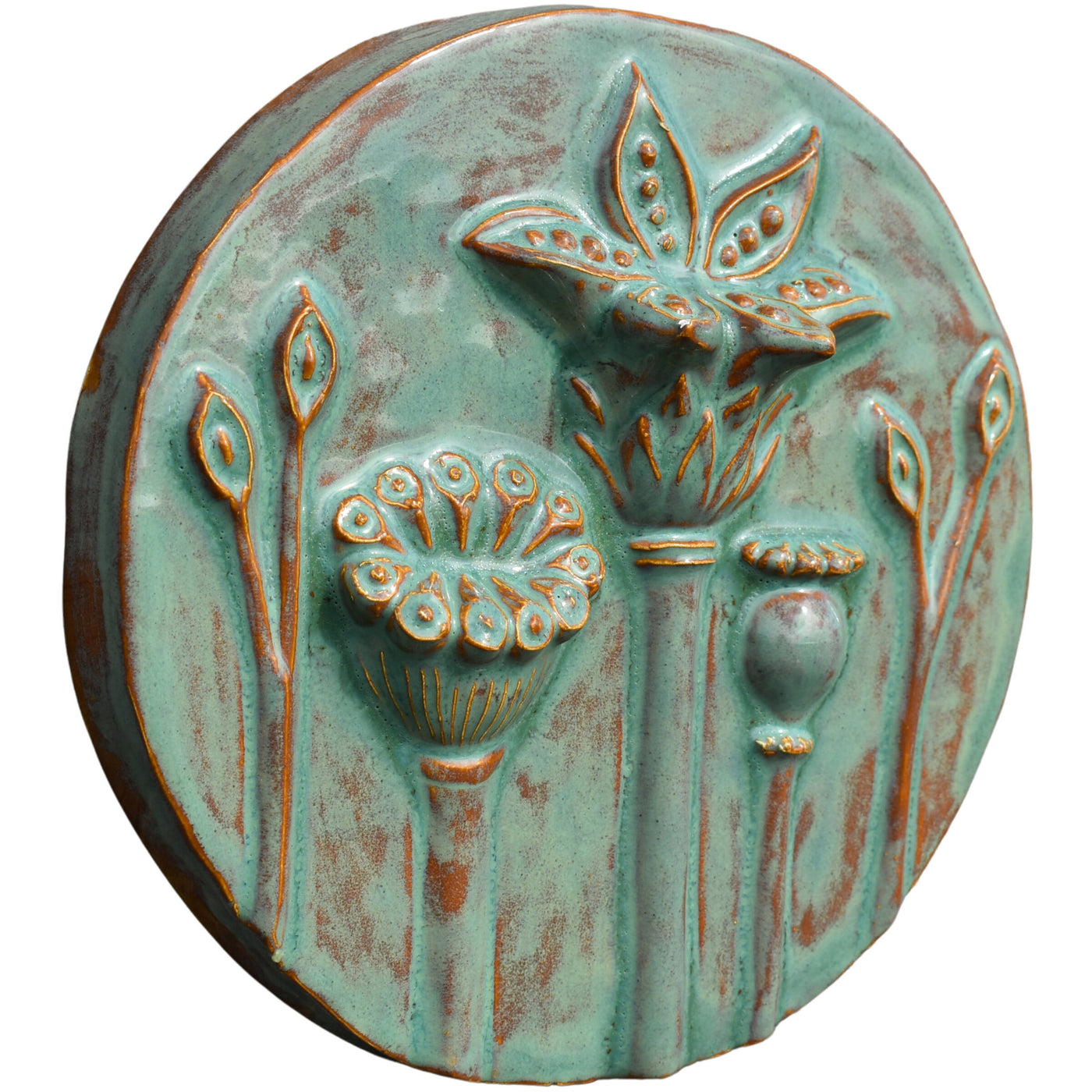 Circle of Poppies Tile in Turtle Shell