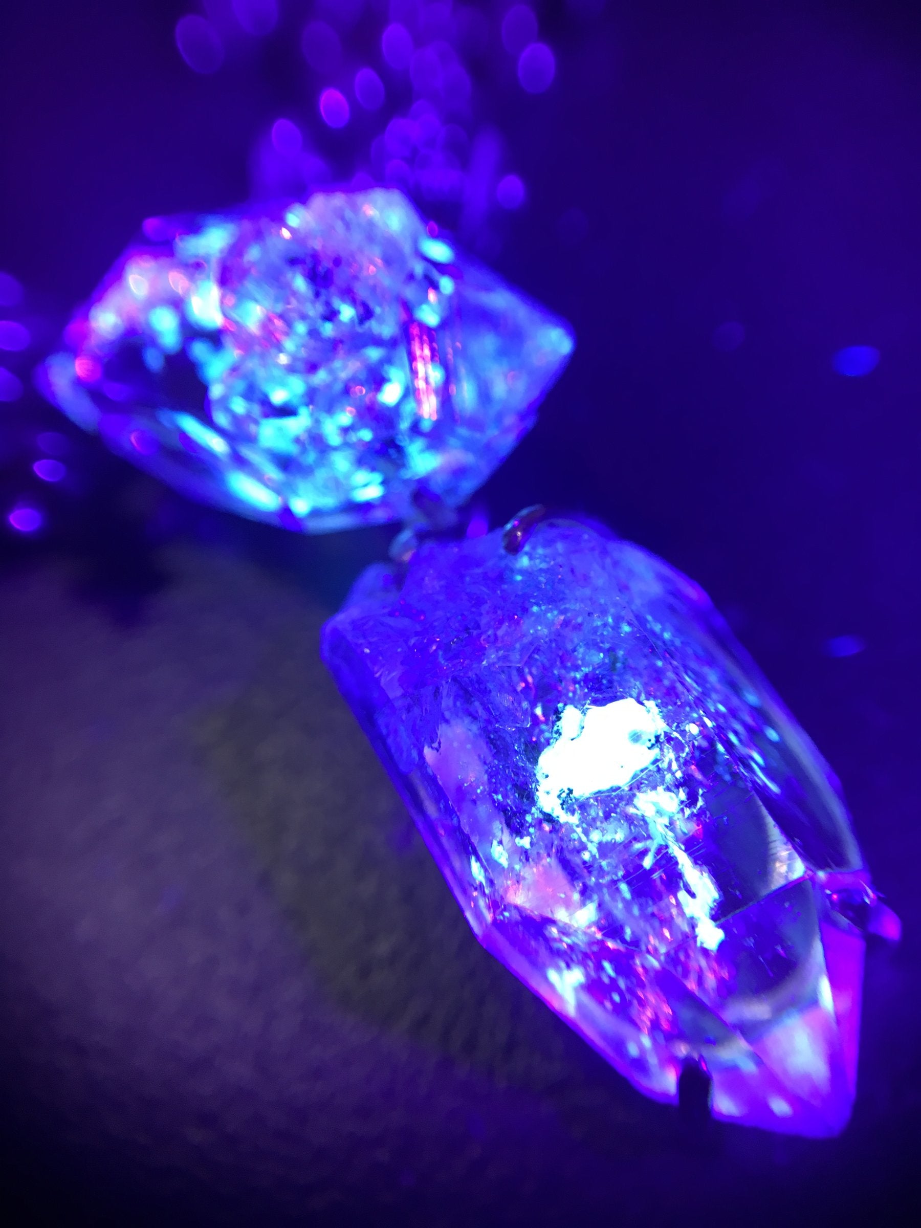 Desma necklace under UV light
