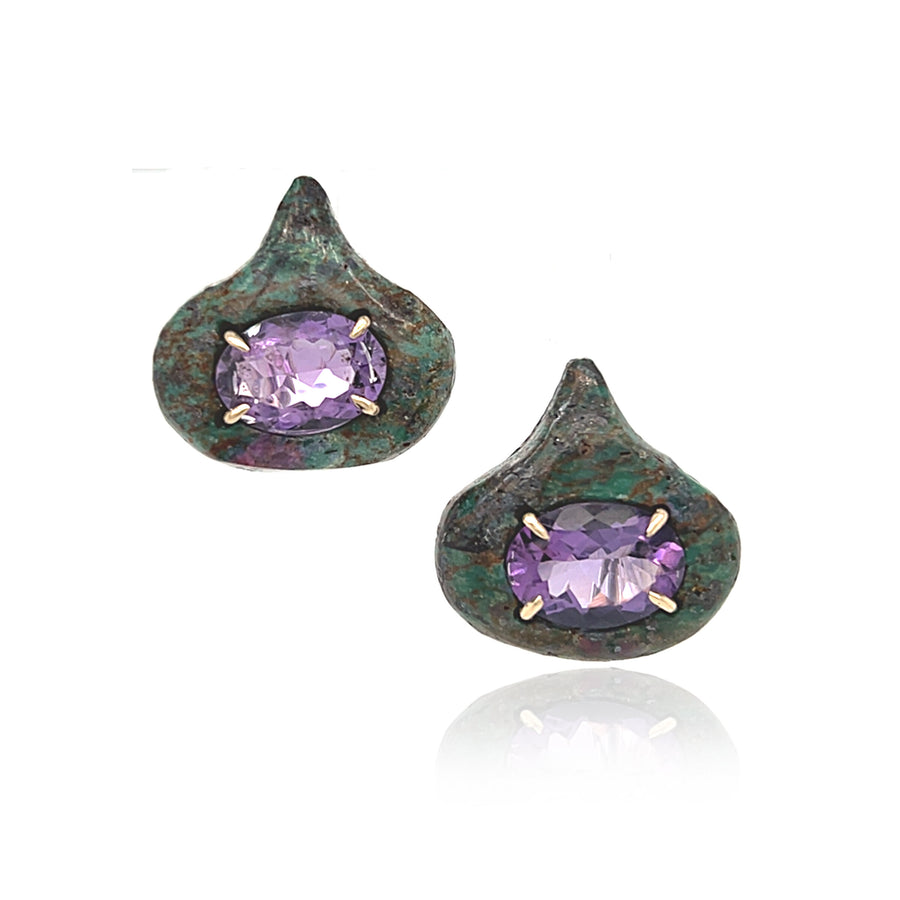 Zoisite & Amethyst Fig Earrings
