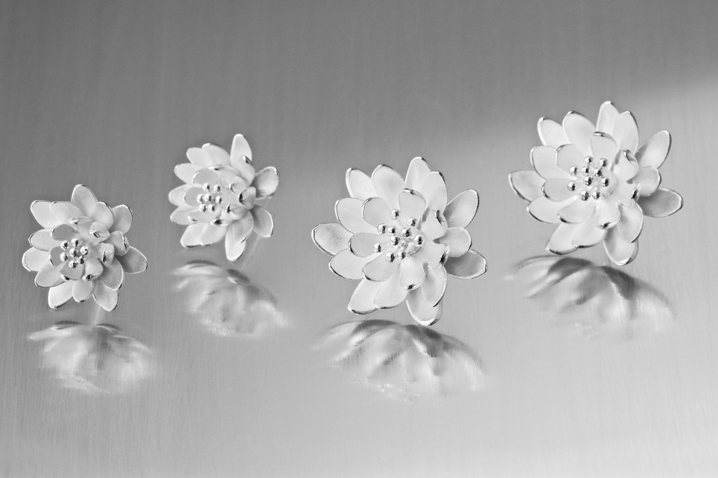 small and large in bright silver