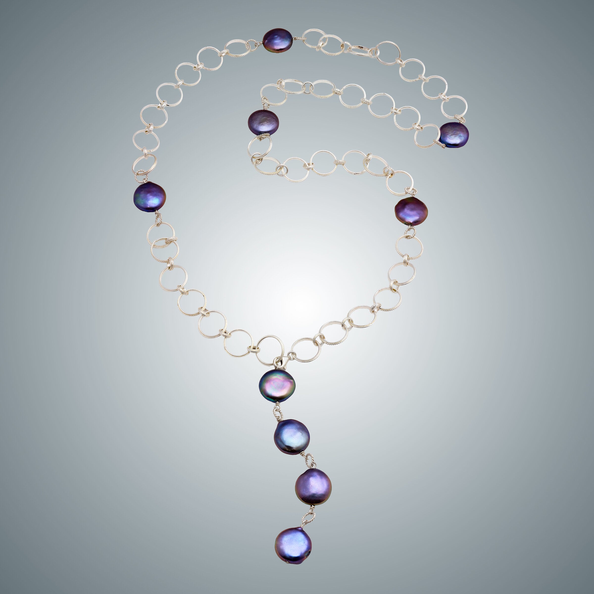 Coin Pearls & Sterling Silver Necklace