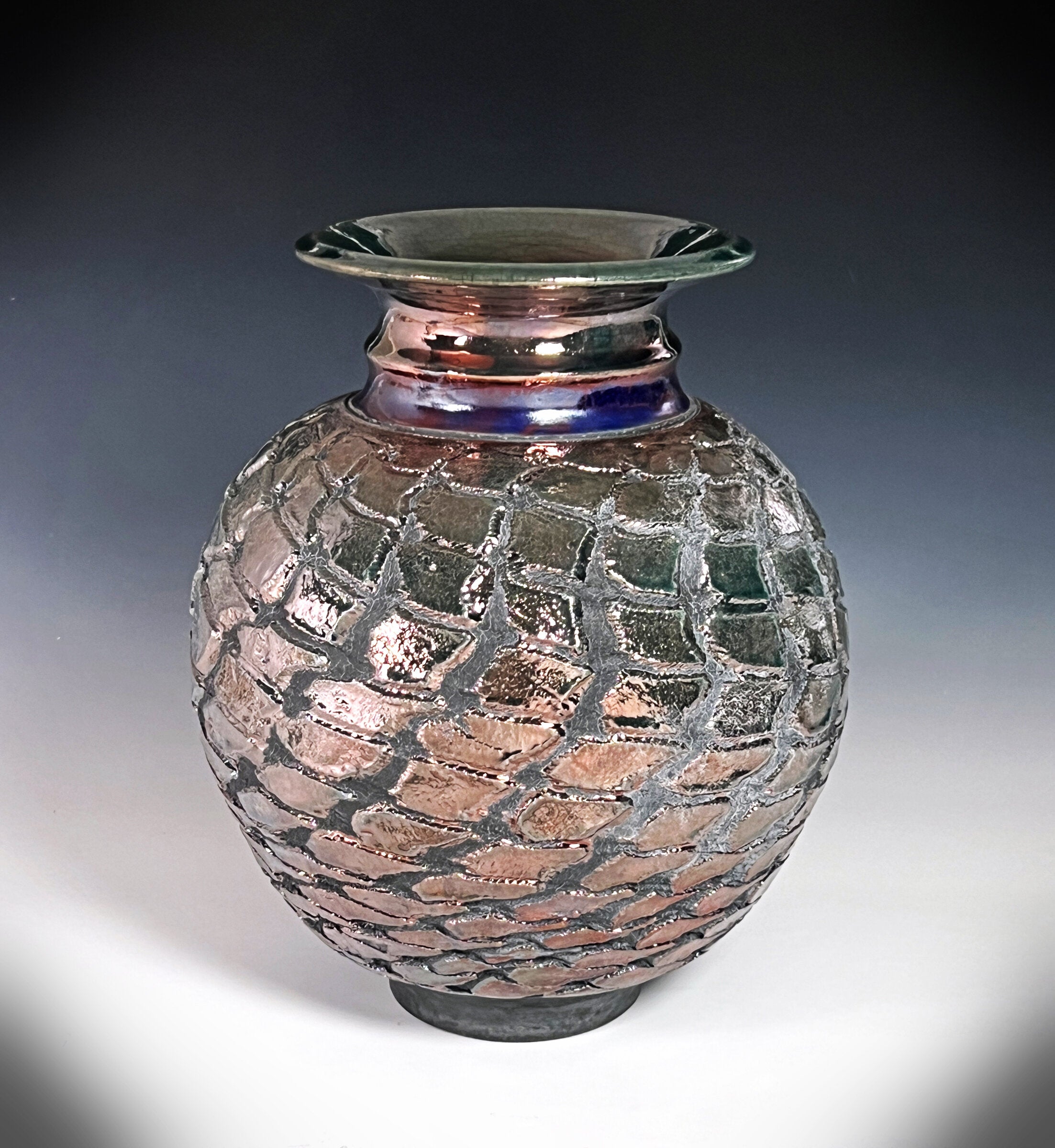 Raku Copper Pineapple Vase