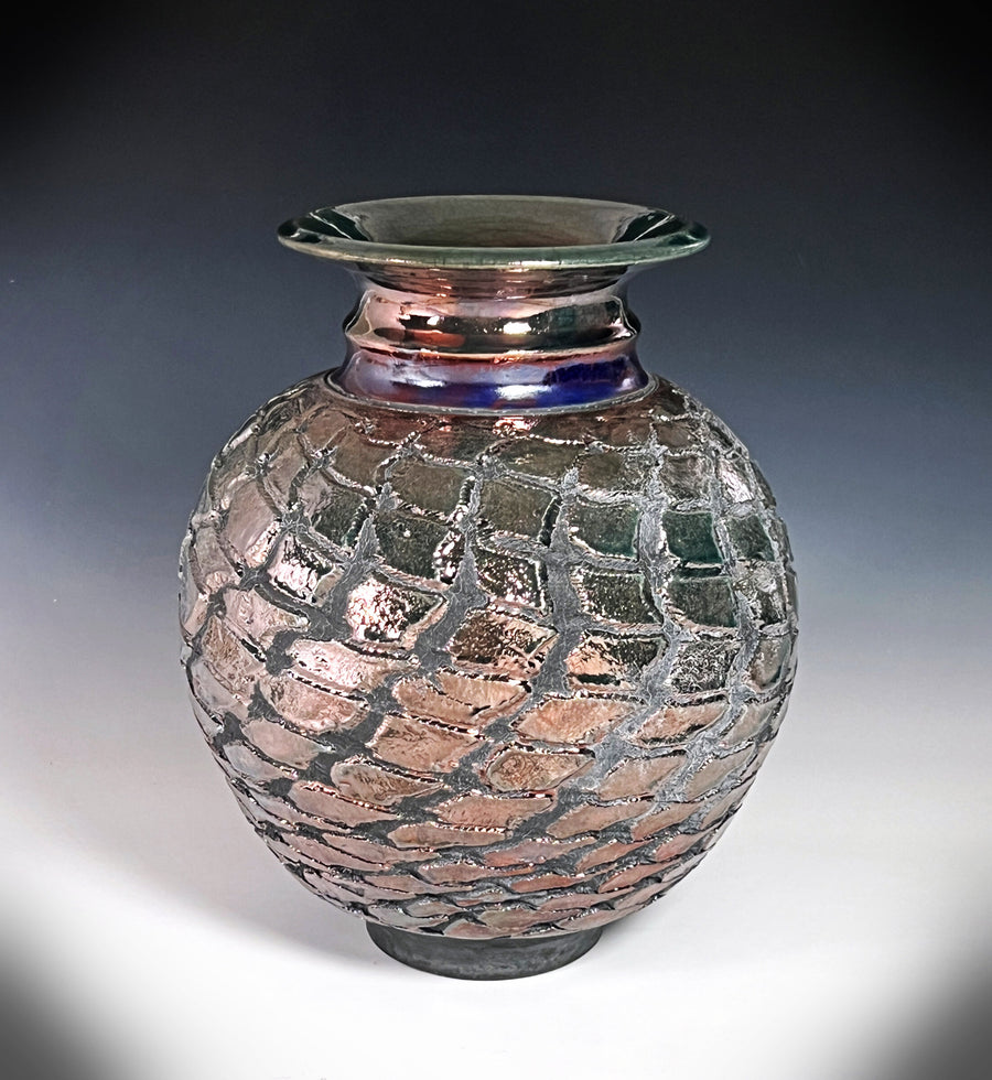 Raku Copper Pineapple Vase