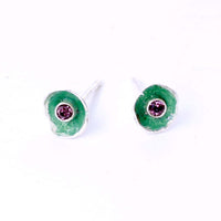 Green Enamel & Tourmaline Earrings