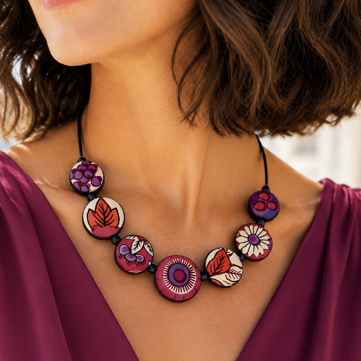 Provence Garden Reversible Silk Necklace