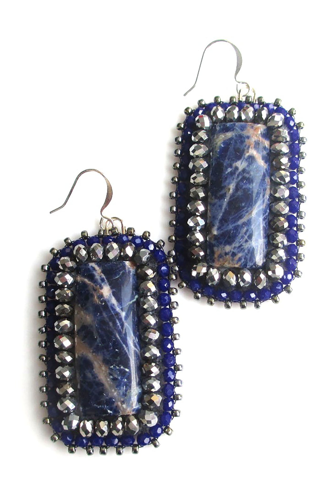 Orange Sodalite & Silver Earrings