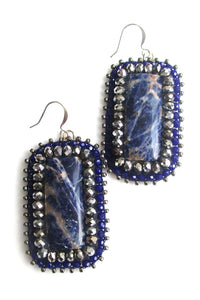 Orange Sodalite & Silver Earrings