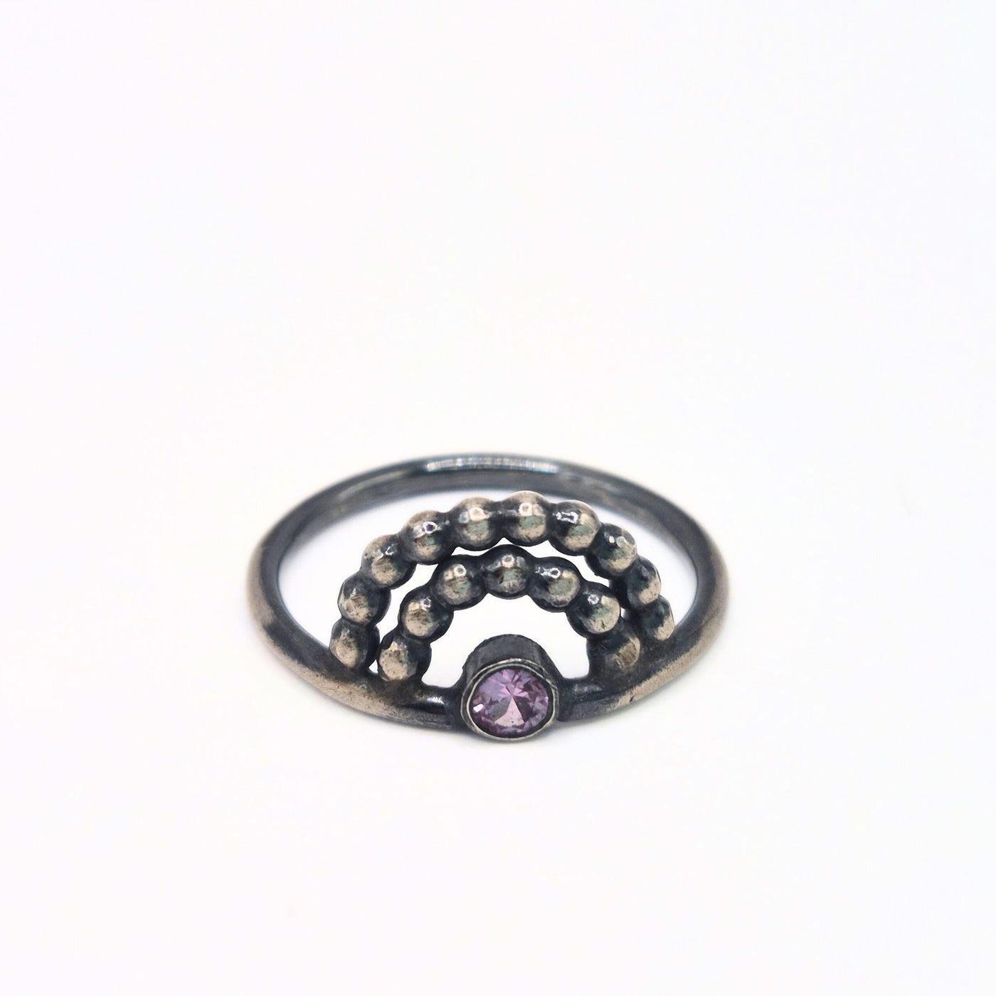 Dotted Arch Sapphire Ring