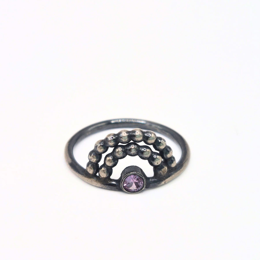 Dotted Arch Sapphire Ring