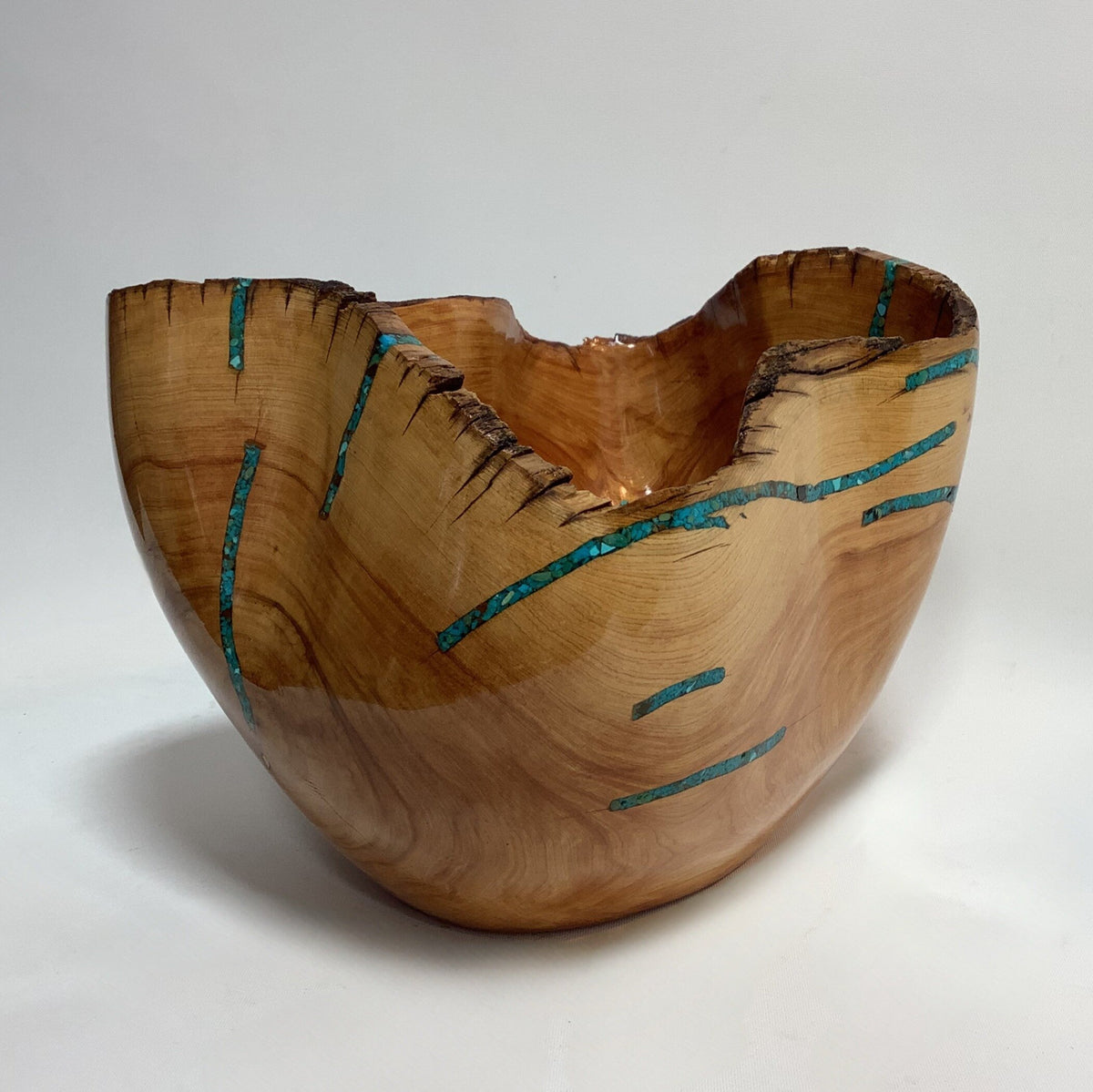 Juniper Small Carved Bowl with Turquoise