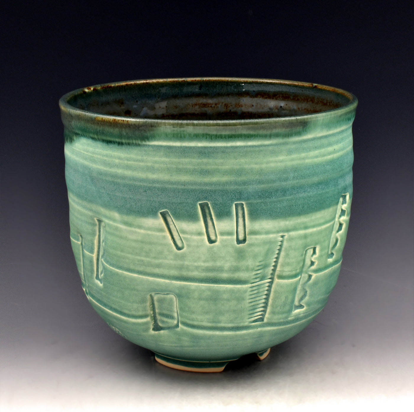 Tall Textured Porcelain Bowl