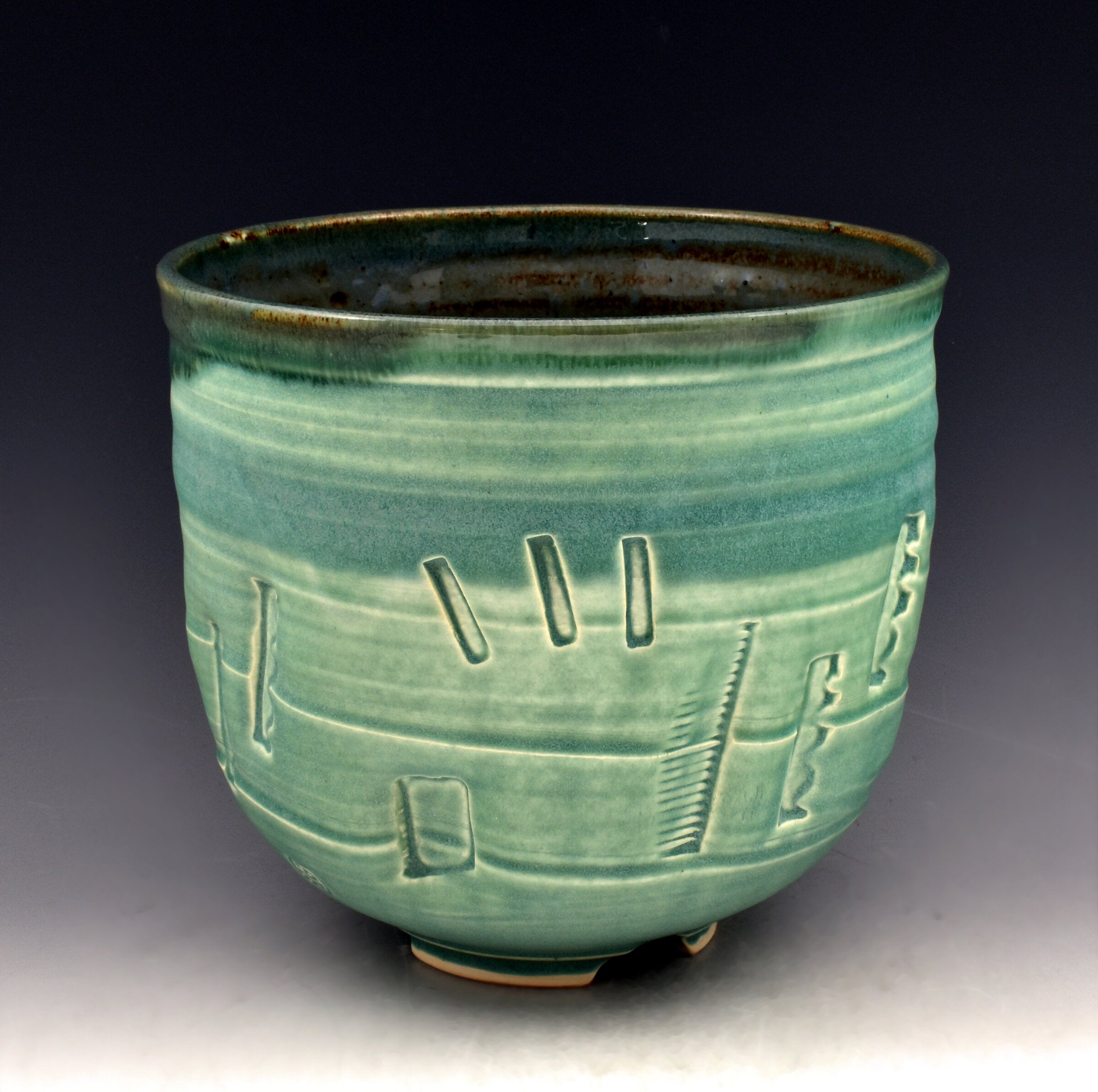 Tall Textured Porcelain Bowl