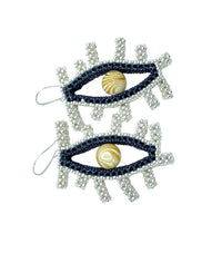 Large Eye Earrings in silver and marbles