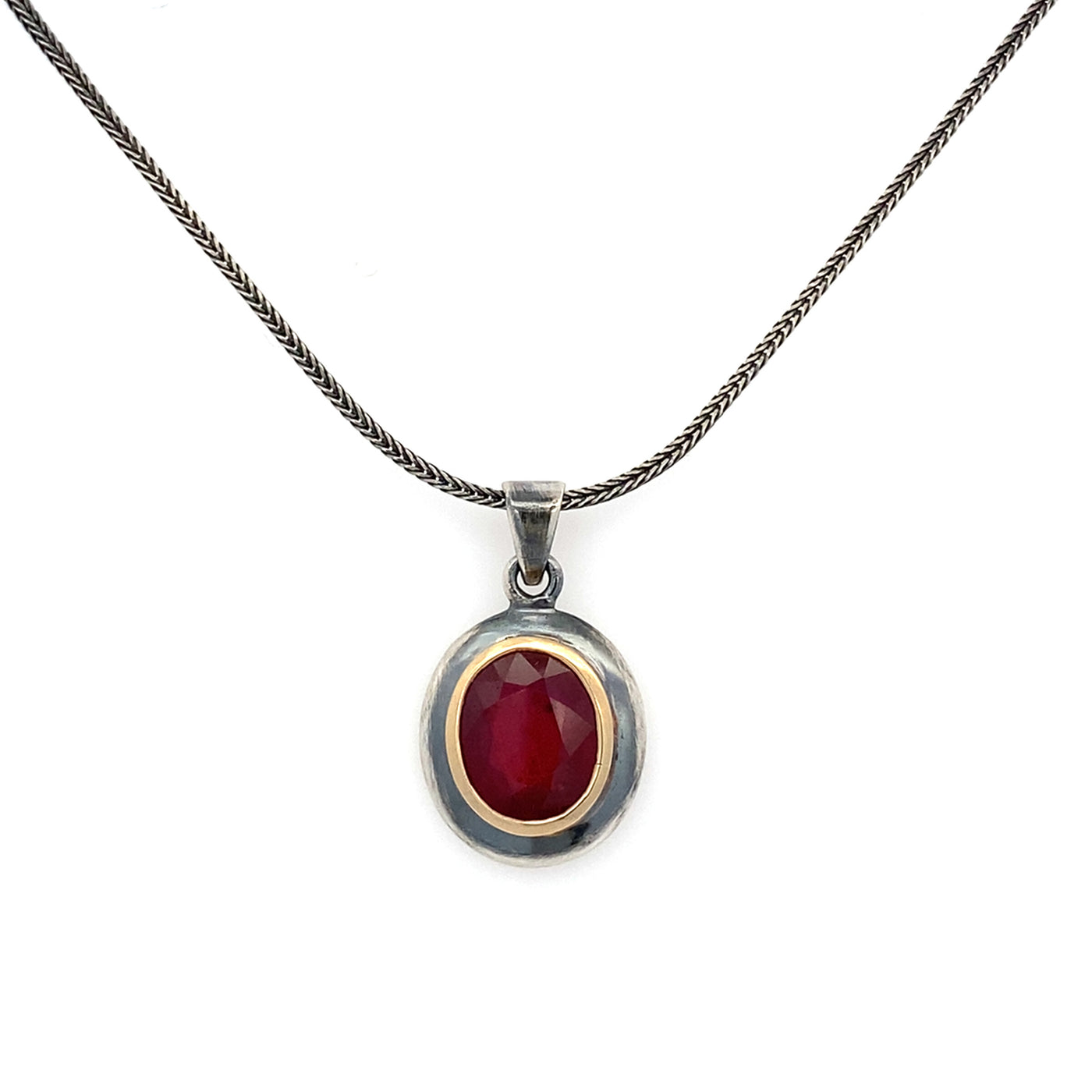 Ruby, Silver & Gold Pendant III