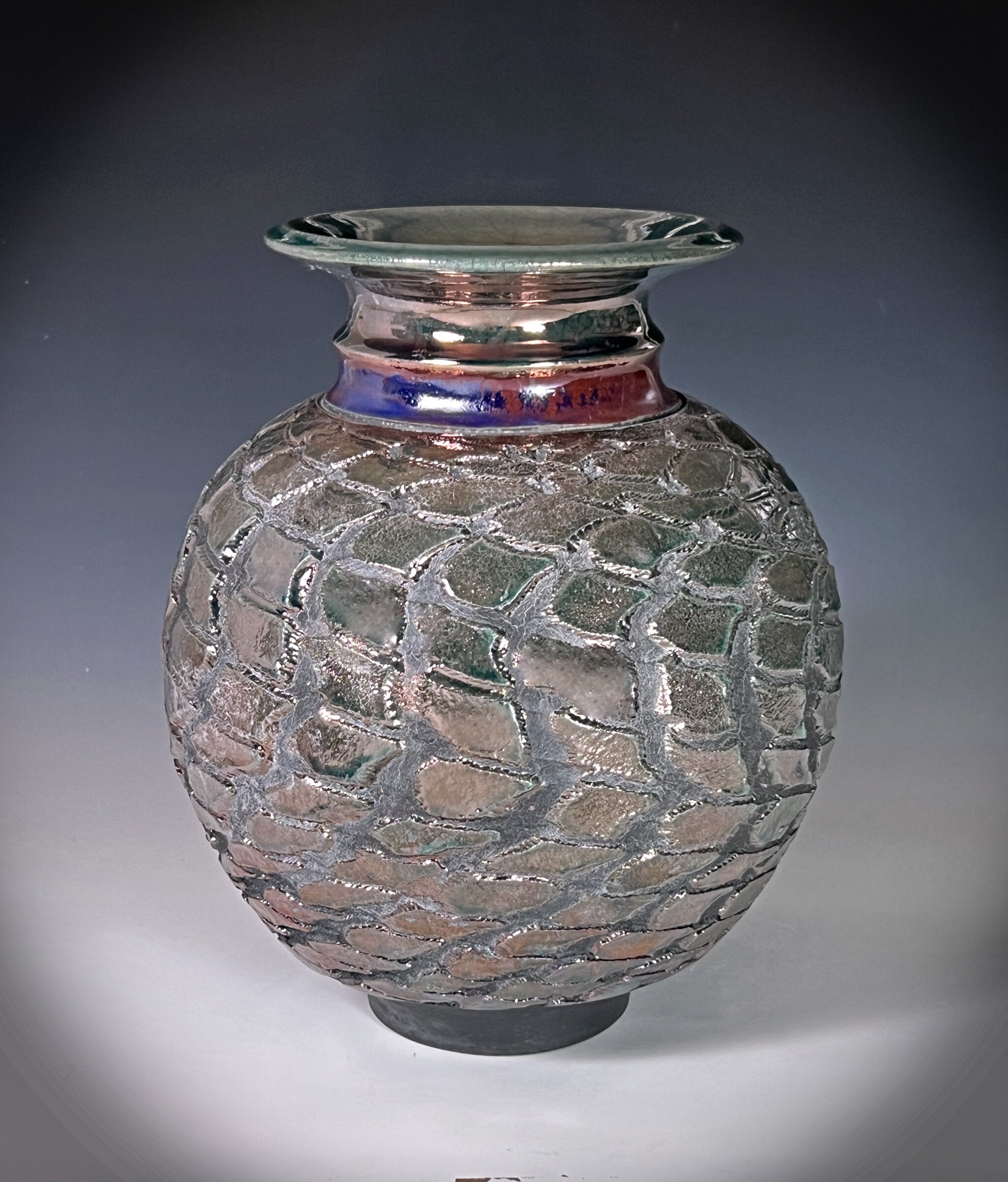 Raku Copper Pineapple Vase