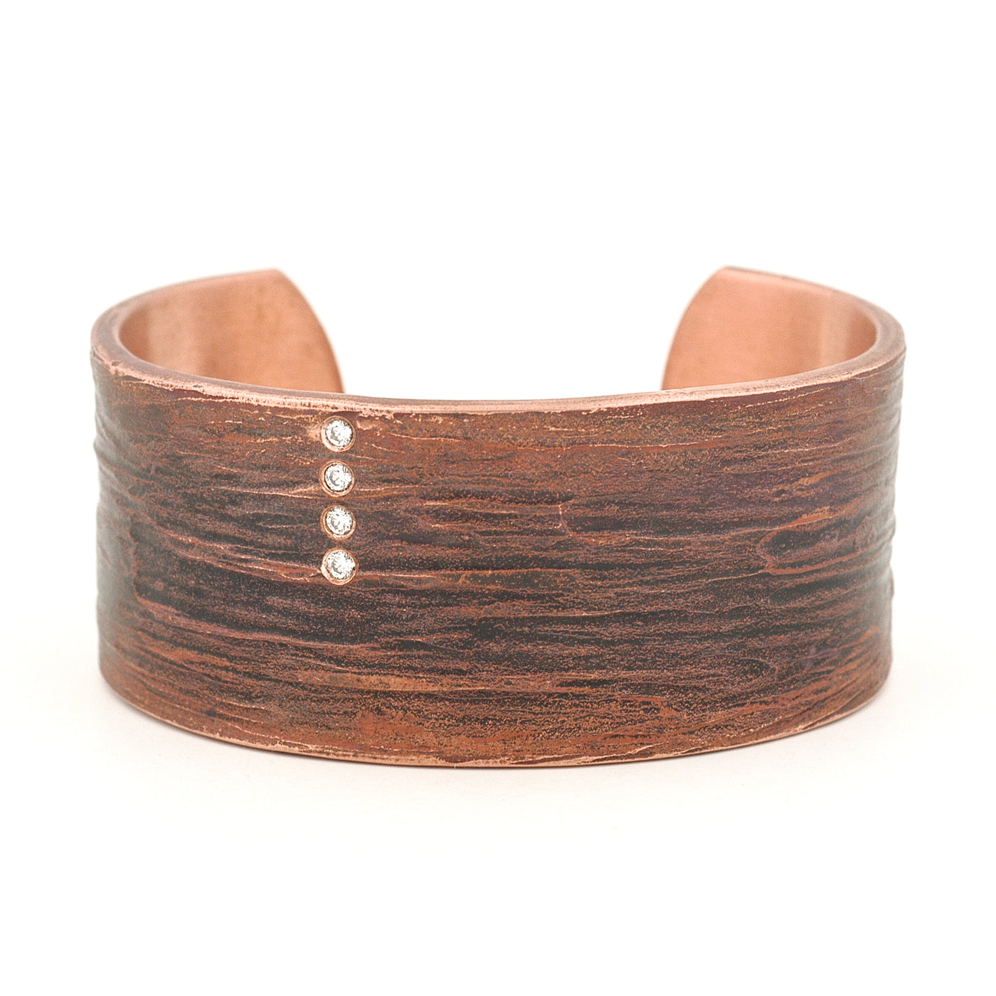 Textured Copper & Diamond Cuff