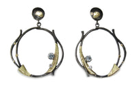 Large Two-Tone Hoop Earrings with Montana Sapphires
