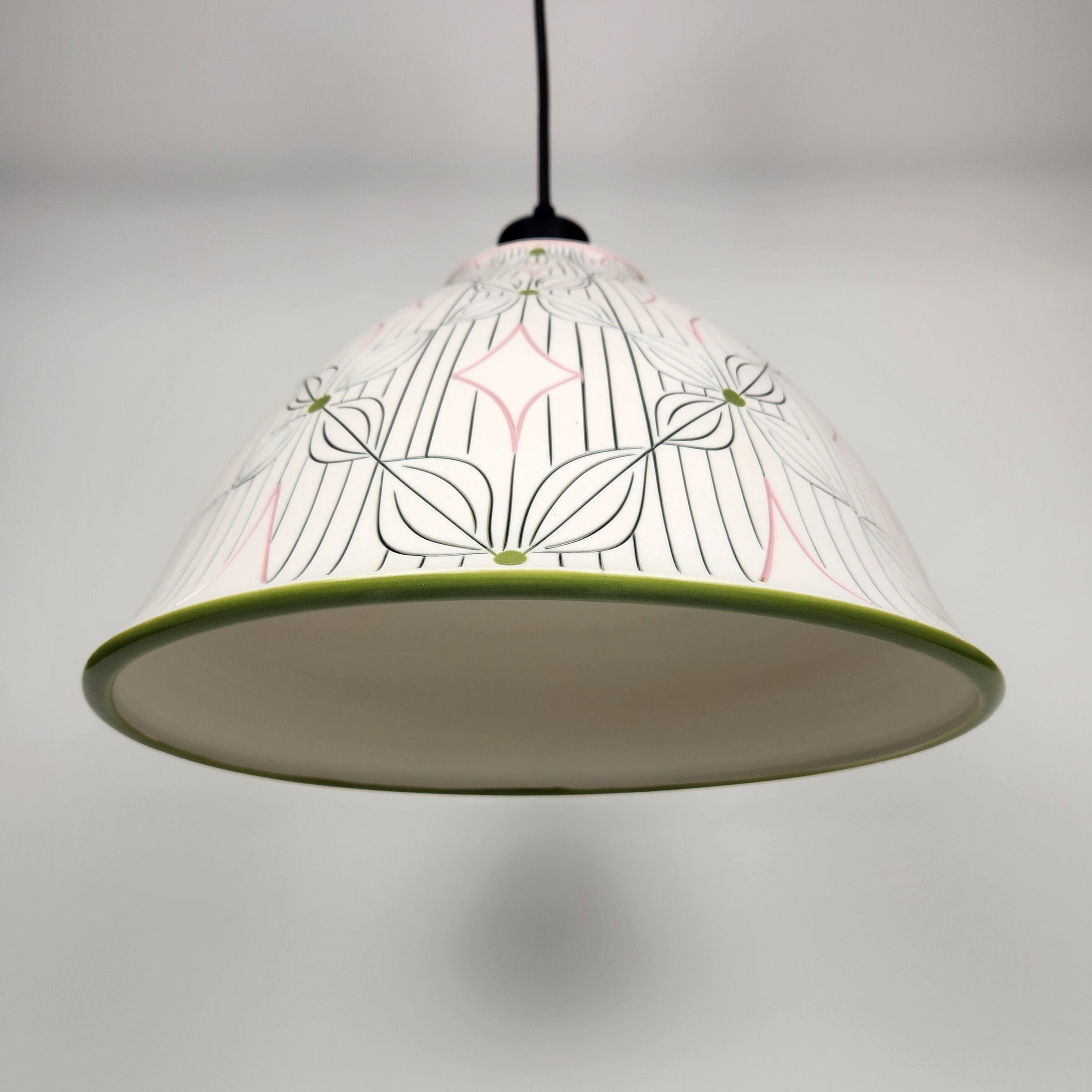 Blonde Petal and Line Porcelain Pendant