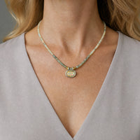 White Opal & Green Sapphire Necklace