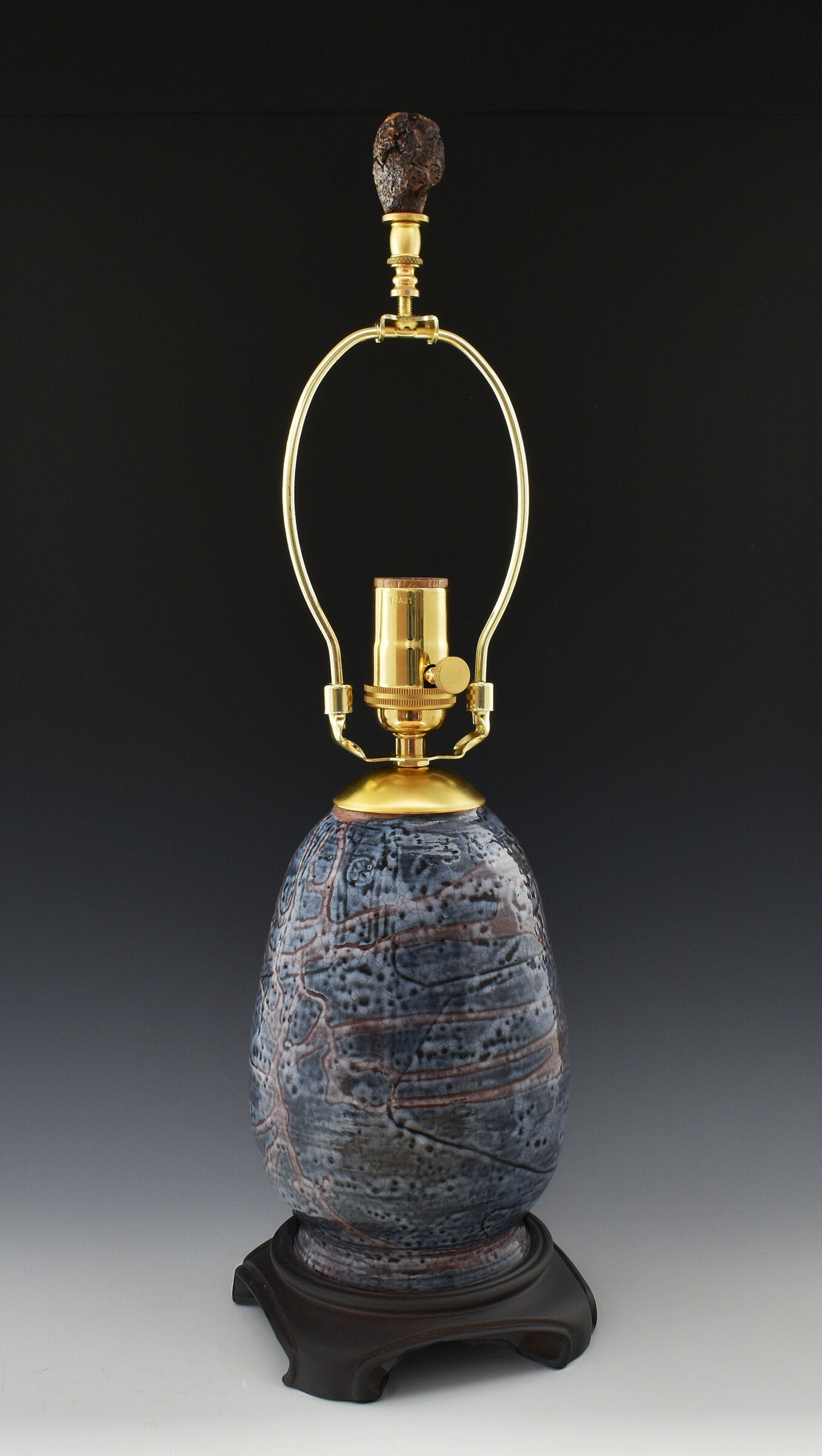 Terracotta and Amber Mica Table Lamp