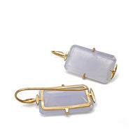 Rectangular Chalcedony Drop Earrings