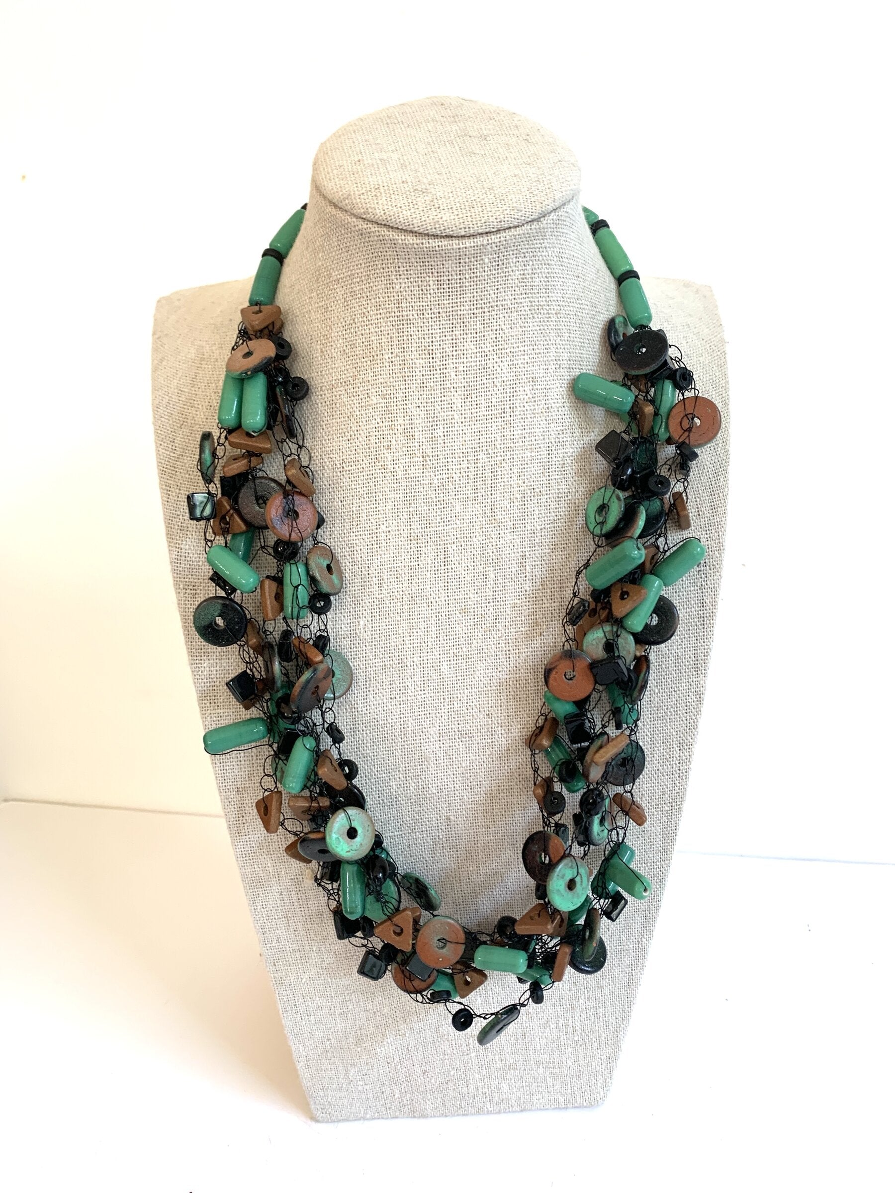 Green, Black & Rust Necklace