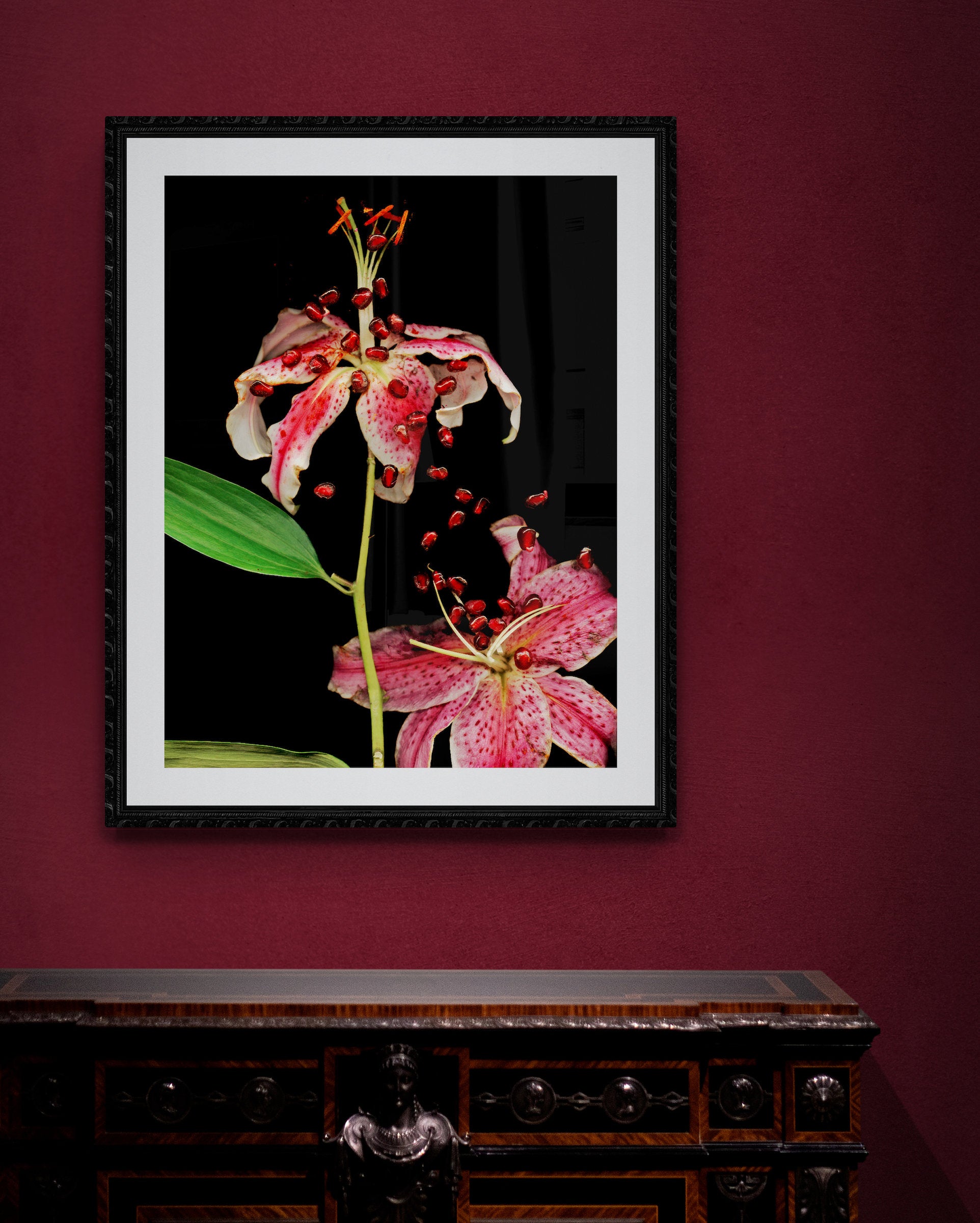 Daylily with Pomegranate Seeds