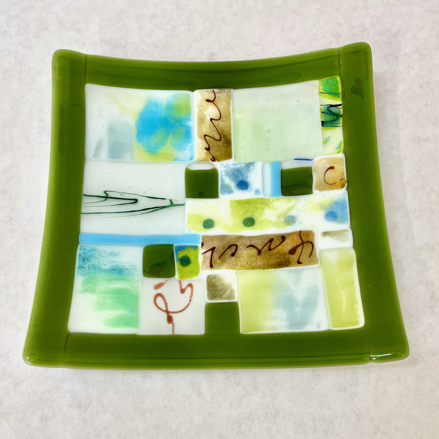Patchwork Plate in Greens