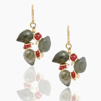 Labradorite & Ruby Red Bud Earrings