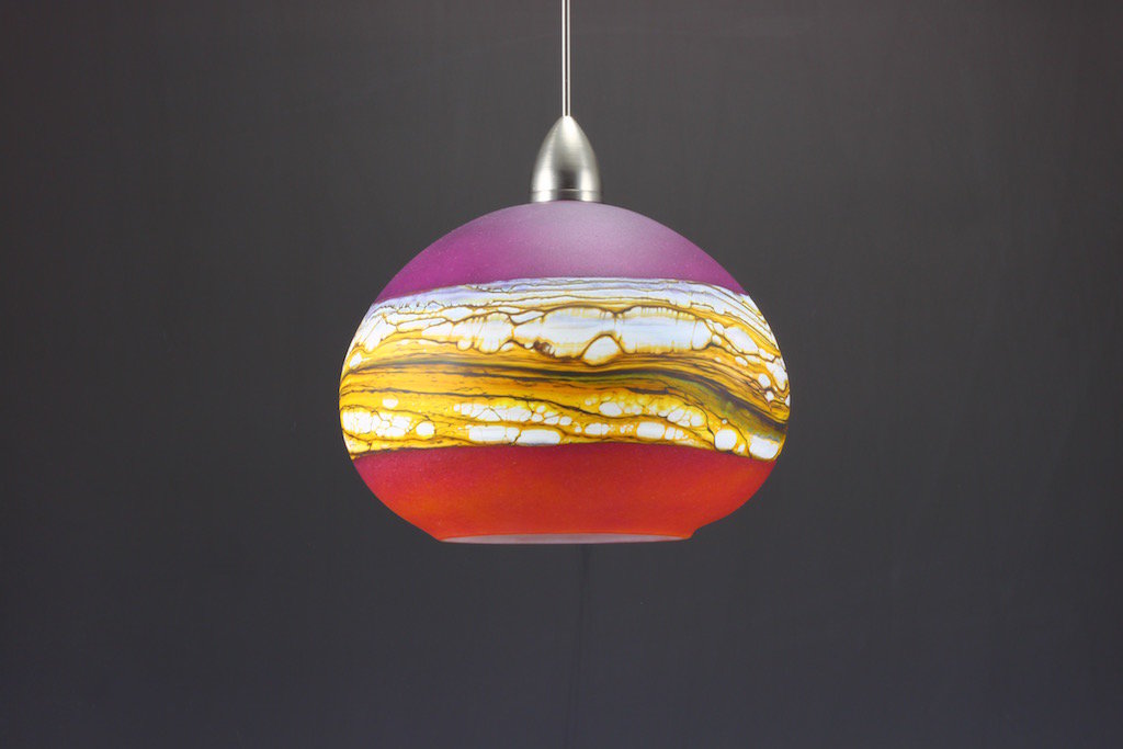 Round Strata Pendant in Ruby & Tangerine