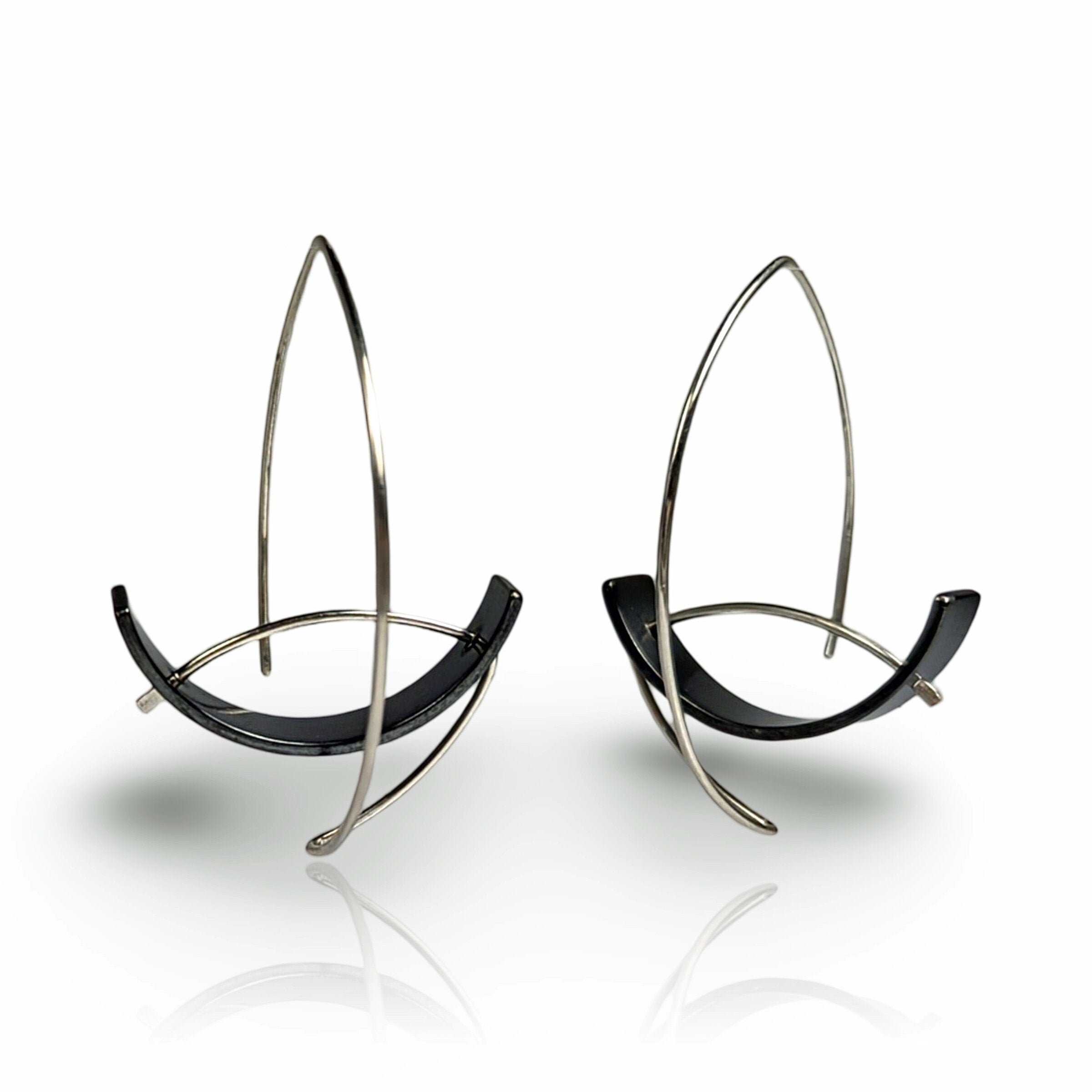 Oxidized Silver with Silver Ear Wire, Large