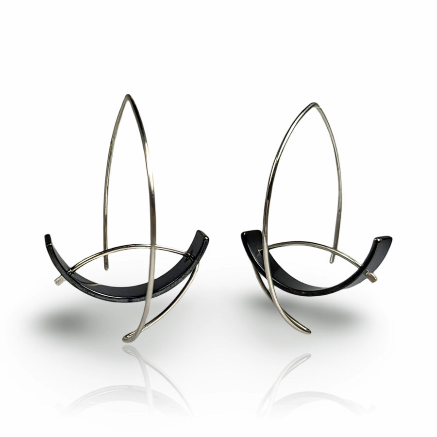 Oxidized Silver with Silver Ear Wire, Large