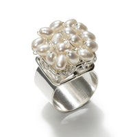 Crocheted Pearl Cocktail Ring