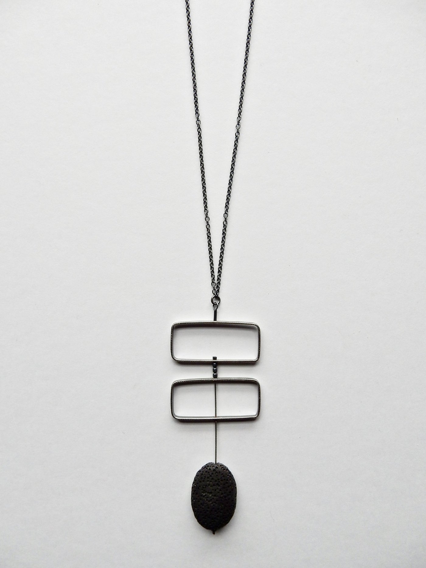 Lava & Silver Rectangles Necklace