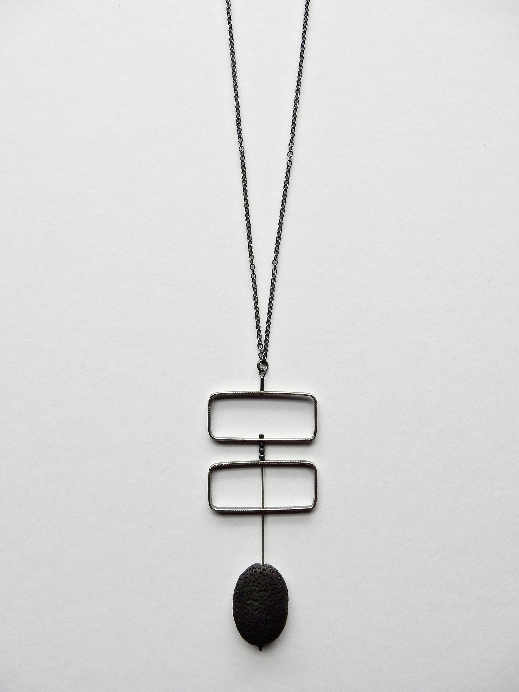 Lava & Silver Rectangles Necklace