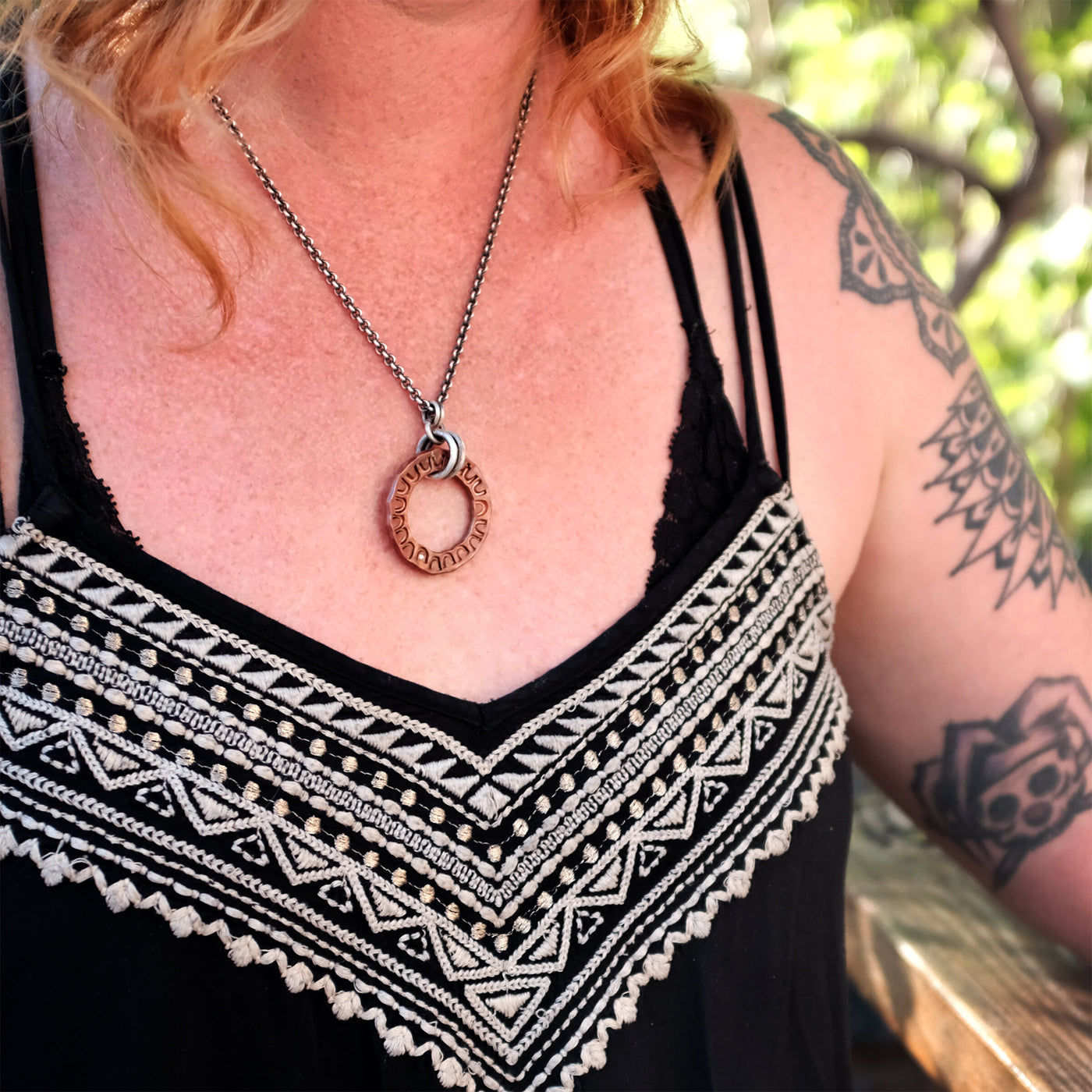 Stamped Copper Circle Pendant