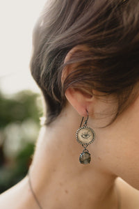 Labradorite and Silver Eye Earrings