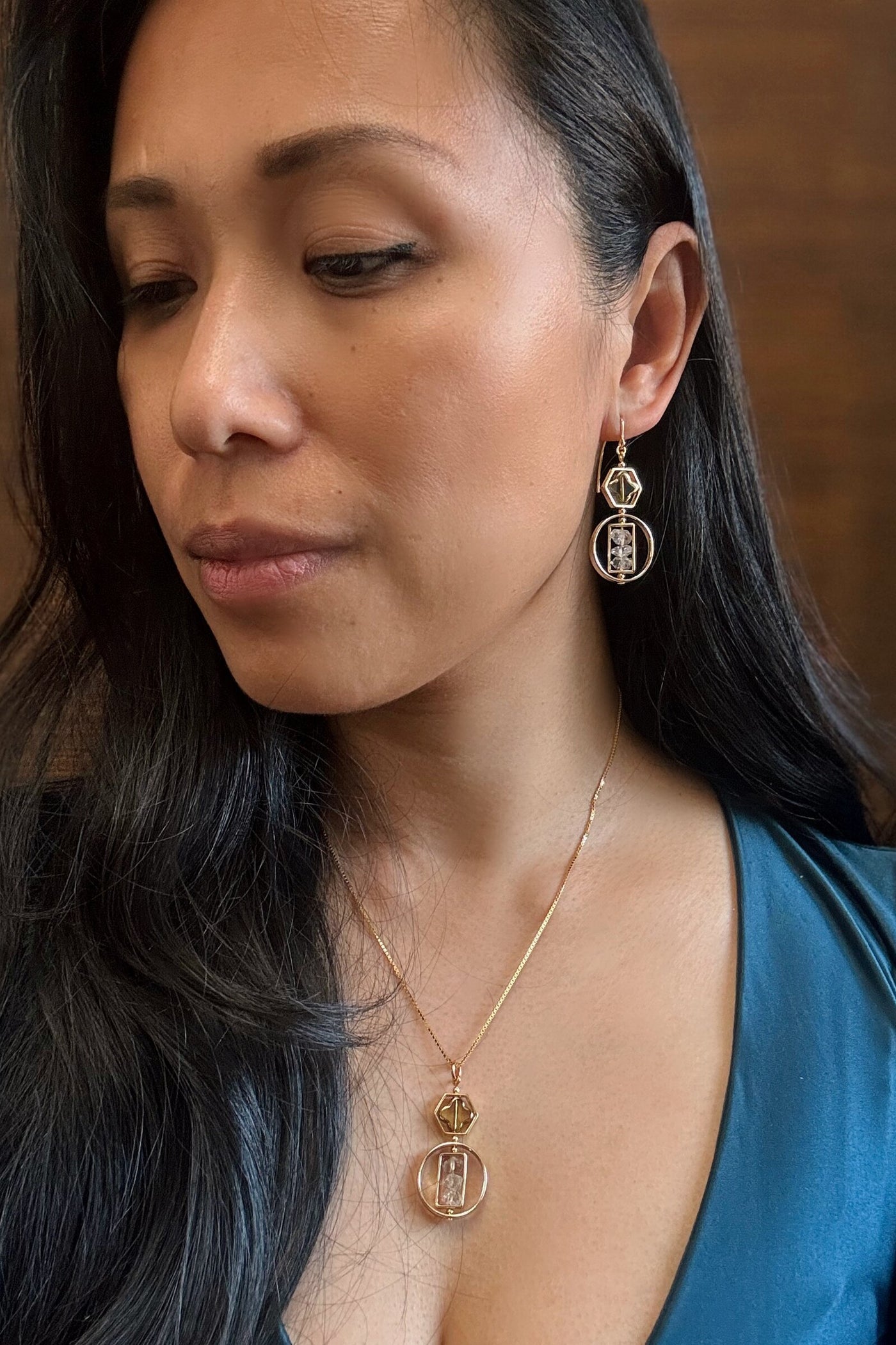 Golden Herkimer Diamond Necklace