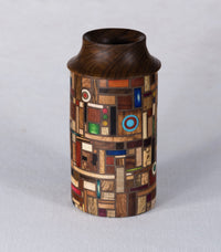 Wood Mosaic Vessel with Teak Top