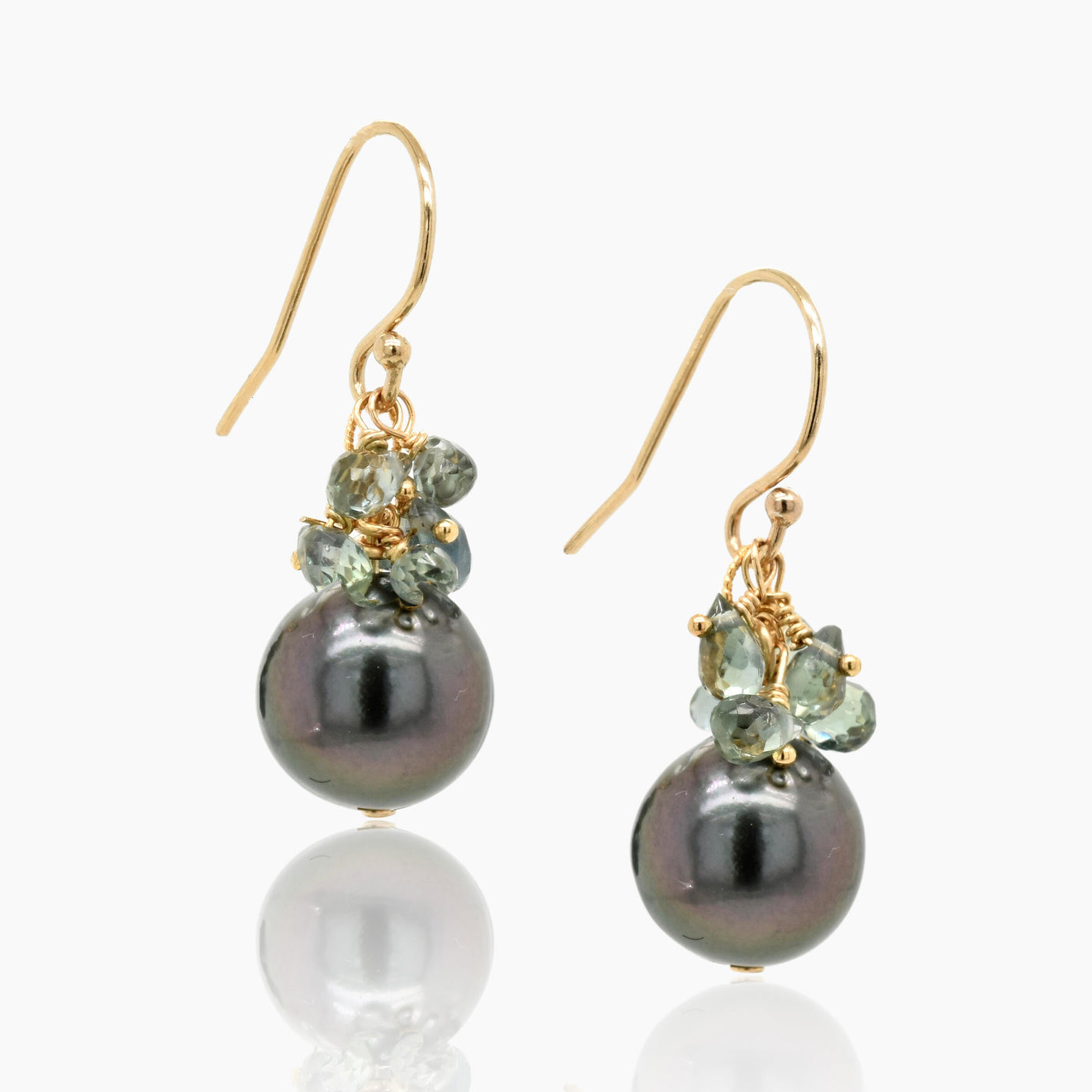 Gray Sapphire & Tahitian Pearl Earrings