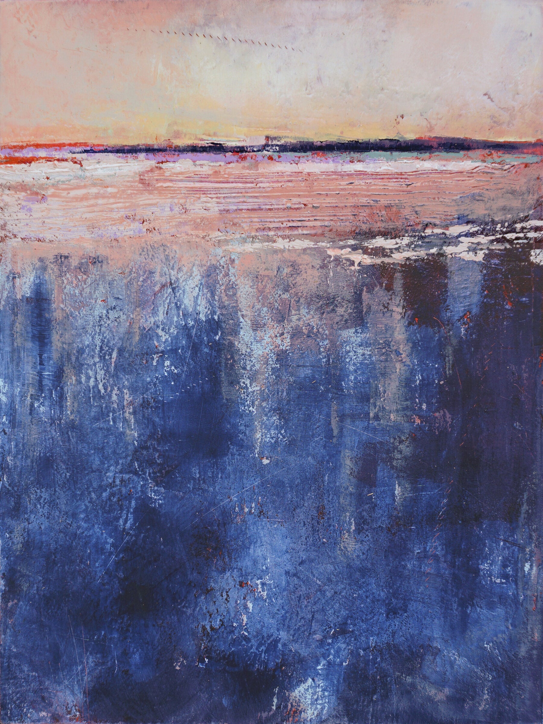 "Blue Curacao" blue abstract seascape 30x40 in.